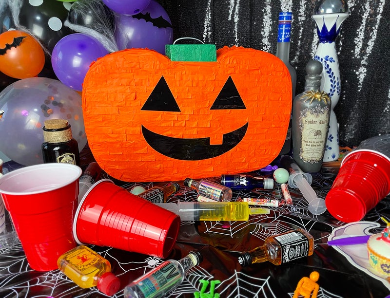 Jergrim Halloween Pumpkin PiÃ±ata 4-piece set 17"x10" Perfect for Halloween Party Decorations, Photo Prop, Jack-O'-Lanthern, October Birthday, Funny, Scary and Spooky, Fits candy/favors - Image 2